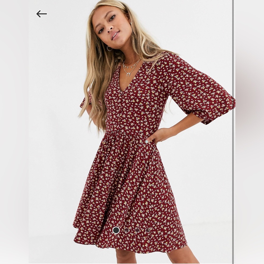 ASOS DESIGN floral mini button front swing dress